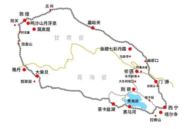 甘青大环线旅游线路图 甘青大环线旅游线路图